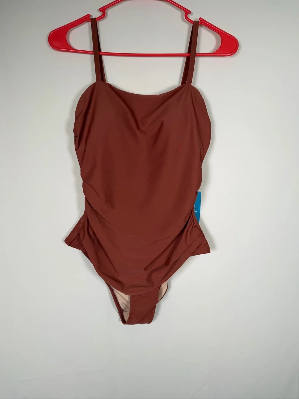 NWT Rust One-Piece Swimsuit with‎ Ruching Stappy Back